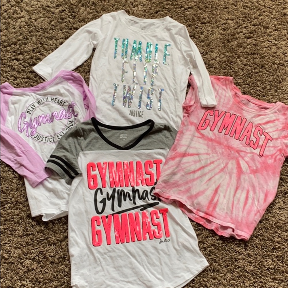 5 justice gymnast tops. Size 12